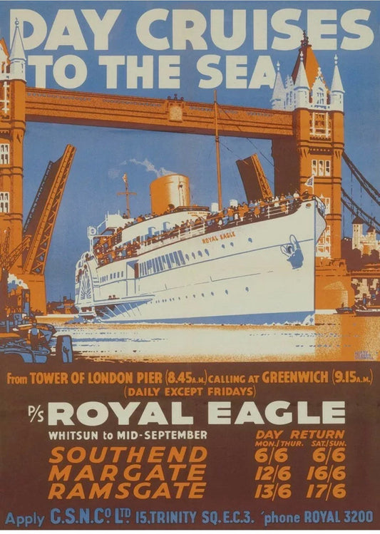 Vintage Travel Poster - Southend/Margate/Ramsgate from London, c1930