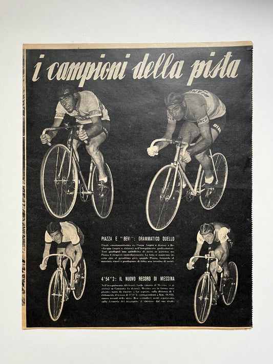 Vintage Cycling Print -  Italian Campioni della Pista, Original 1950s