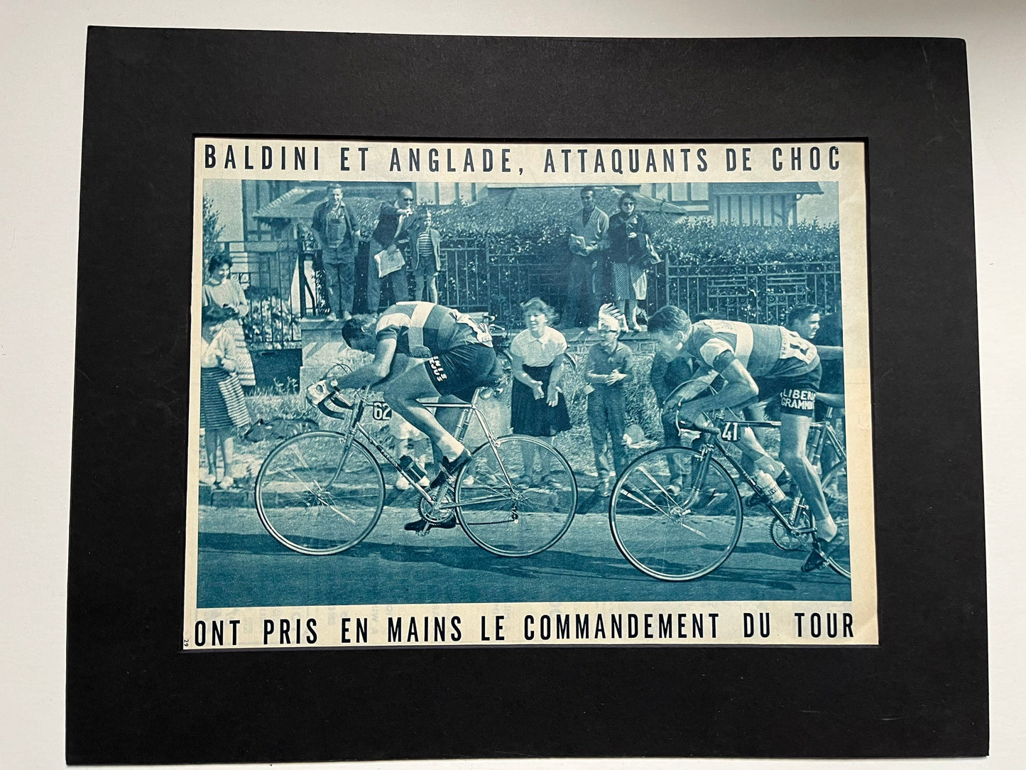 Vintage Cycling Print - Tour de France, Martini Baldini/Anglade, Original 1950s