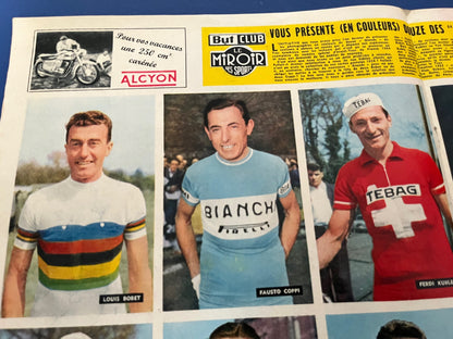 Vintage Italian Cycling Print - Fausto Coppi/Louison Bobet, Tour de France, 1957