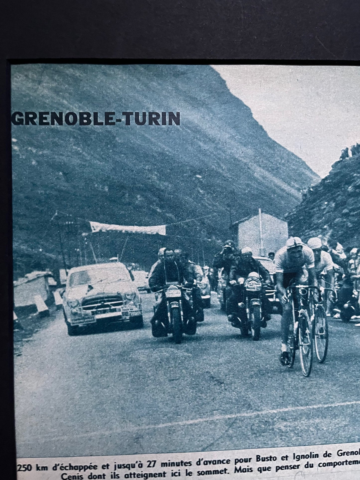 Vintage Cycling Print - Grenoble to Turin, Original 1961