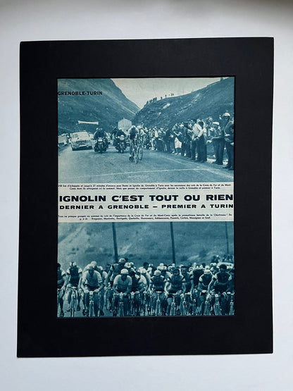 Vintage Cycling Print - Grenoble to Turin, Original 1961