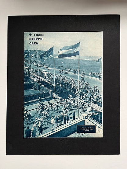 Vintage Cycling Print - Dieppe to Caen, Fourth Stage, Original 1961