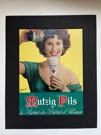 Vintage Advertising Print - Mutzig Pils French Beer, 1953