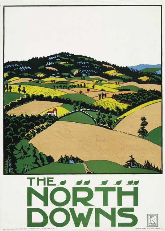 Vintage Advertising Poster - The North Downs, London Transport, Edward McKnight Kauffer c1920