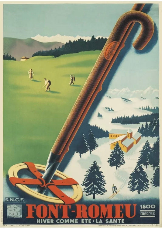 Vintage Travel Poster - Fort Romeu, French Alps Ski Resort, c1920