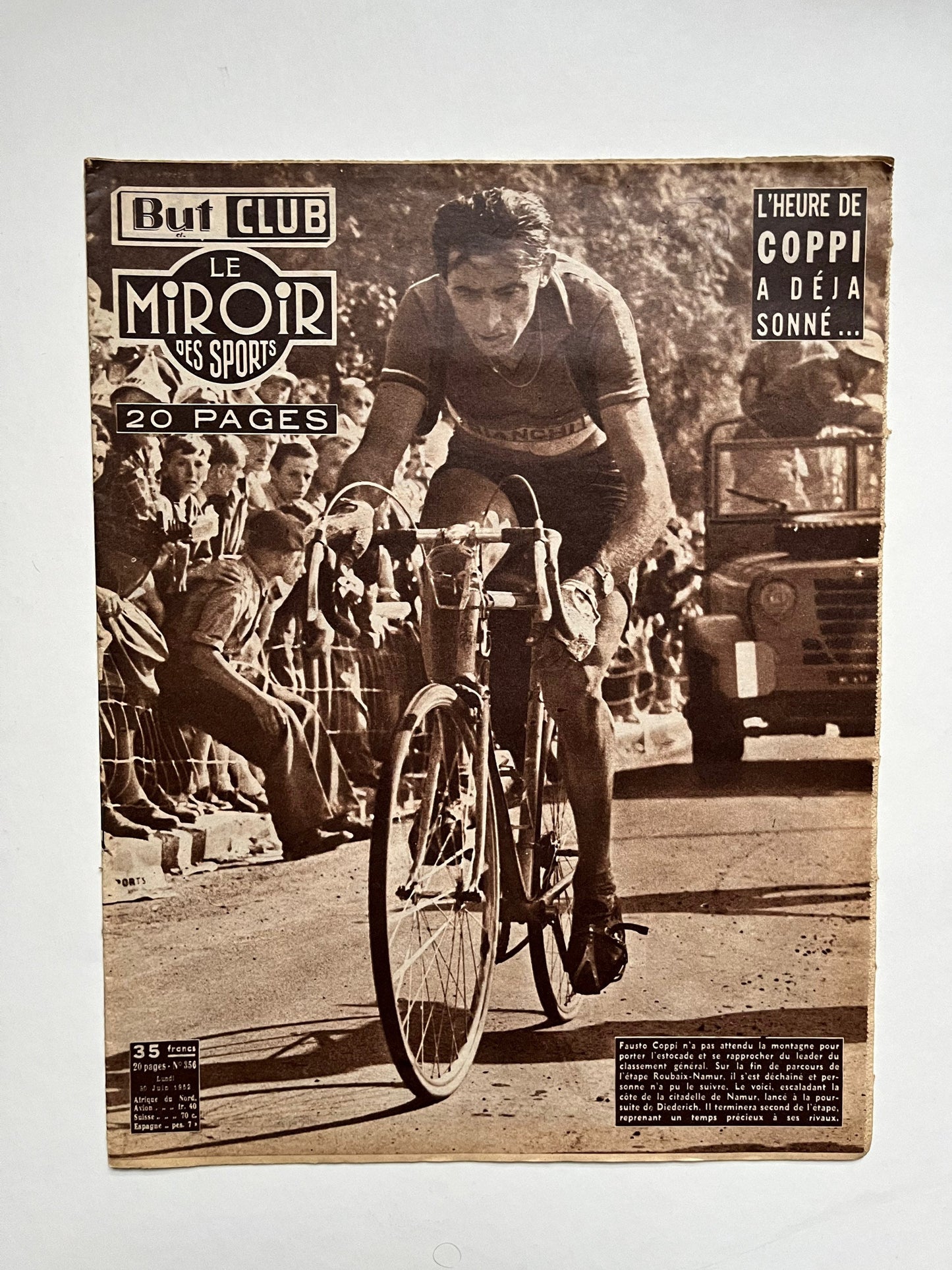 Vintage Cycling Print - Fausto Coppi-Bianchi, 0riginal 1953