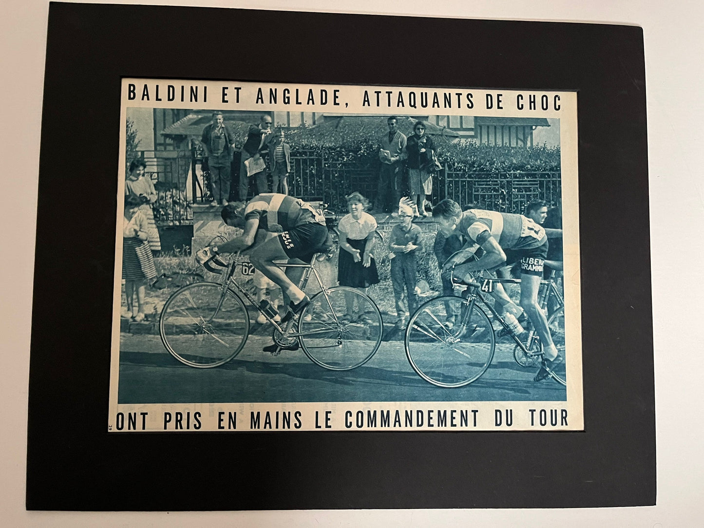 Vintage Cycling Print - Tour de France, Martini Baldini/Anglade, Original 1950s