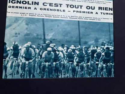 Vintage Cycling Print - Grenoble to Turin, Original 1961