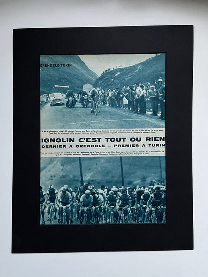 Vintage Cycling Print - Grenoble to Turin, Original 1961