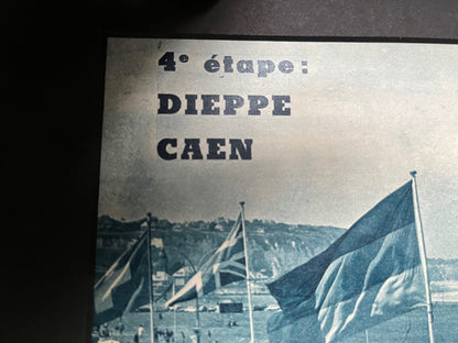 Vintage Cycling Print - Dieppe to Caen, Fourth Stage, Original 1961