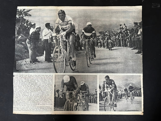 Vintage Cycling Print - Fausto Coppi/Gino Bartali, Original, Tour de France, 1953