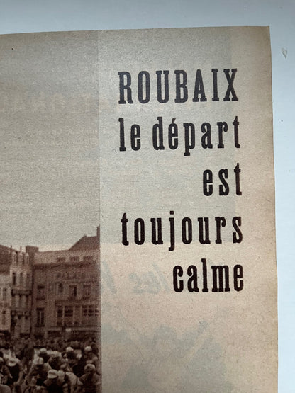 Vintage Cycling Print - Roubaix stage Tour de France, Original 1950s