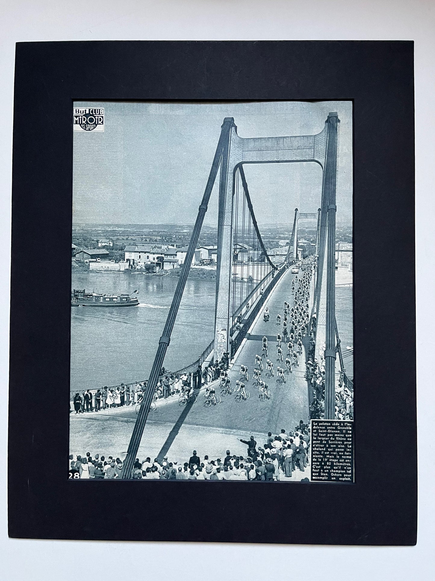 Vintage Cycling Print - Tour de France, Pont de Serrieres Grenoble to St Etienne stage, Original c1961