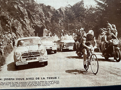 Vintage Tour de France cycling print c1956