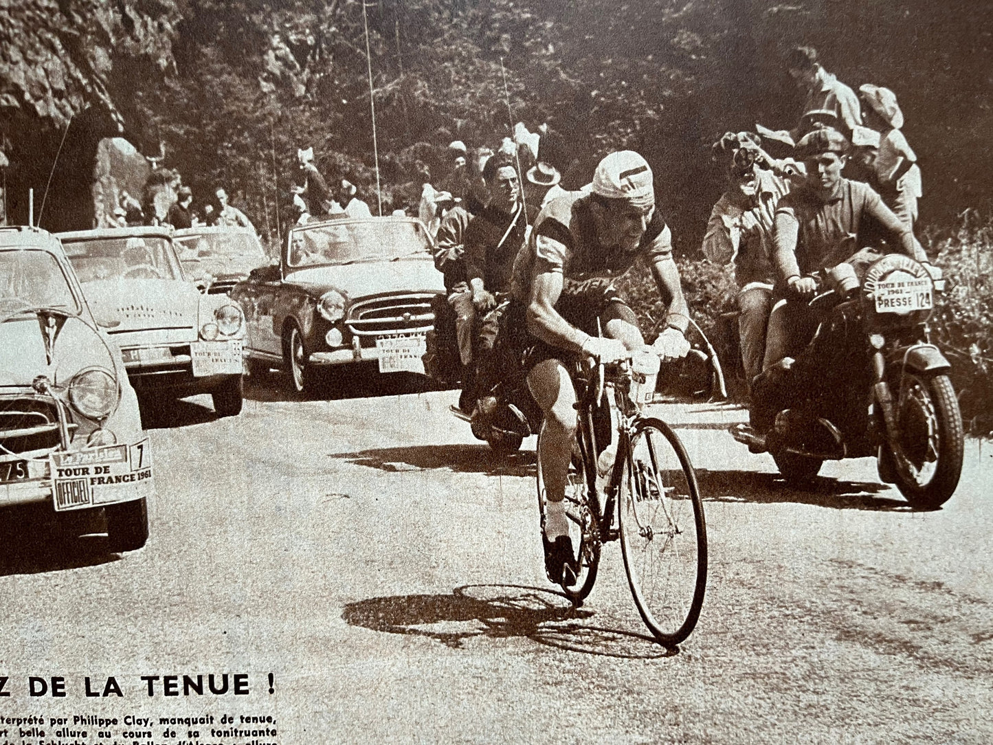 Vintage Tour de France cycling print c1956