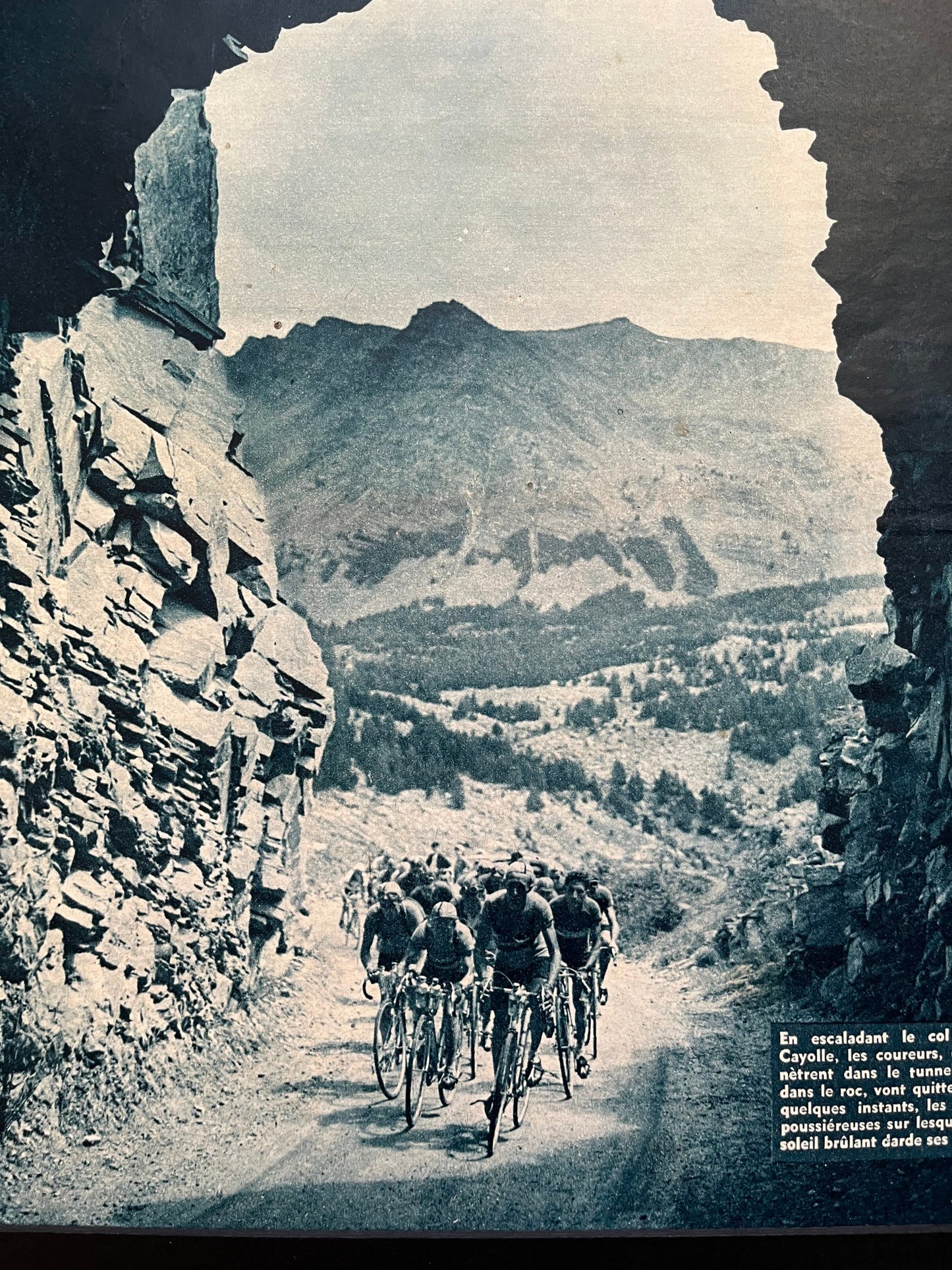 Vintage Tour de France cycling print c1956 Col Cayolle