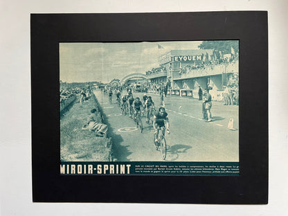 Vintage Cycling Print - Gino Bartali/Louison Bobet, Le Mans Track, 1954