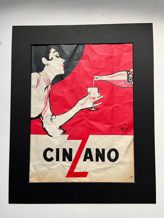 Vintage Advertising Print - Cinzano, French 1950s