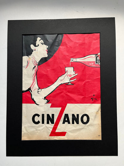 Vintage Advertising Print - Cinzano, French 1950s