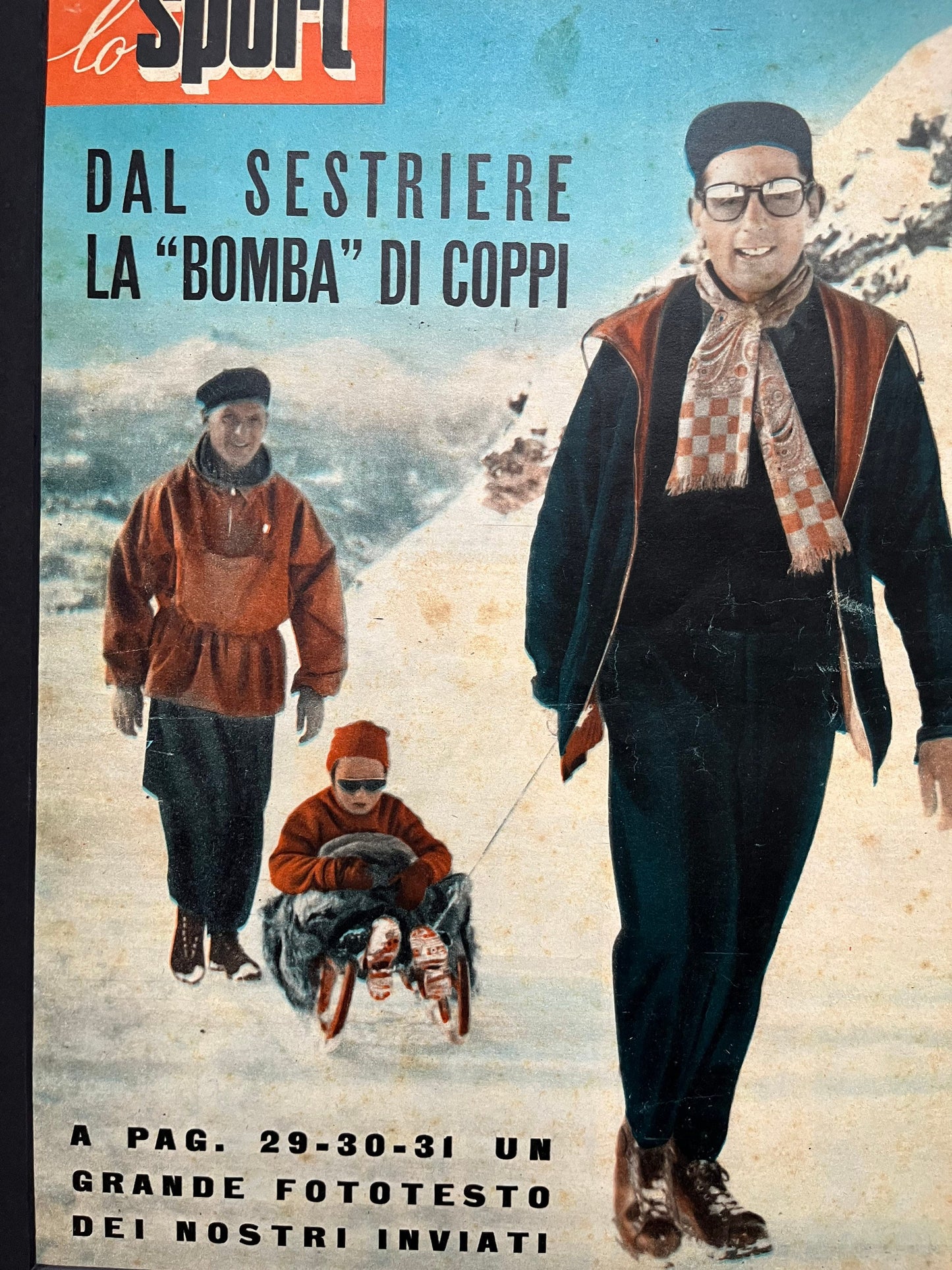 Vintage Coppi (Colour) Print - Fausto Coppi, Winter Sports, Rare Original,1953