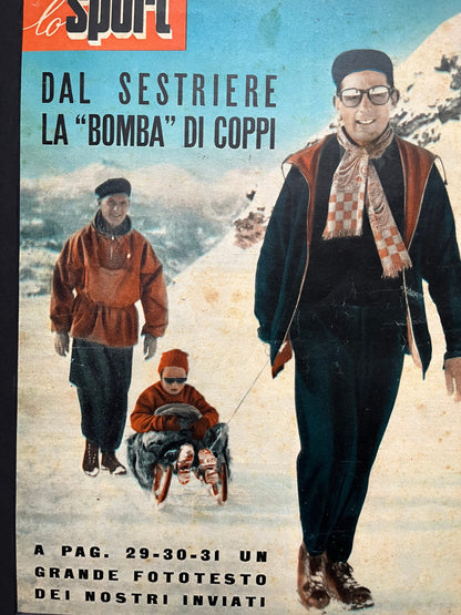 Vintage Coppi (Colour) Print - Fausto Coppi, Winter Sports, Rare Original,1953