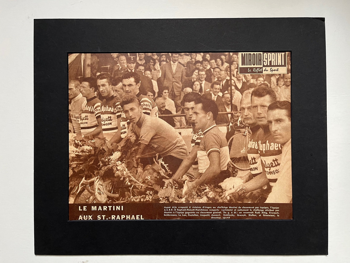 Vintage Cycling Print - Jacques Anquetil/St Raphael Cycling Team, Tour de France, Original 1962