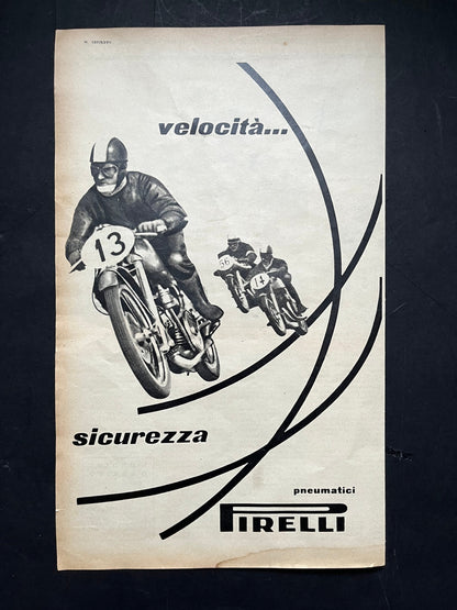 Vintage Advertising Print - Pirelli Motorcycle Tyres, 1953