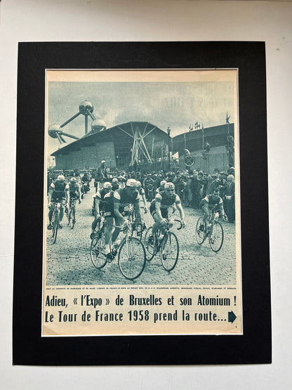 Vintage Cycling Print - Tour de France, Brussels Atomium, Original 1958