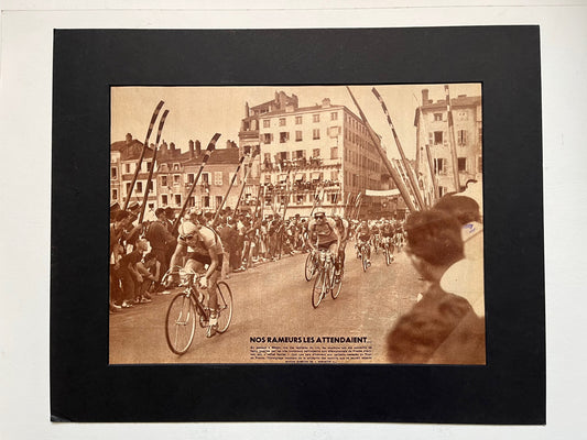 Vintage Cycling Print - Tour de France, Macon, Raphael Geminiani, 1950