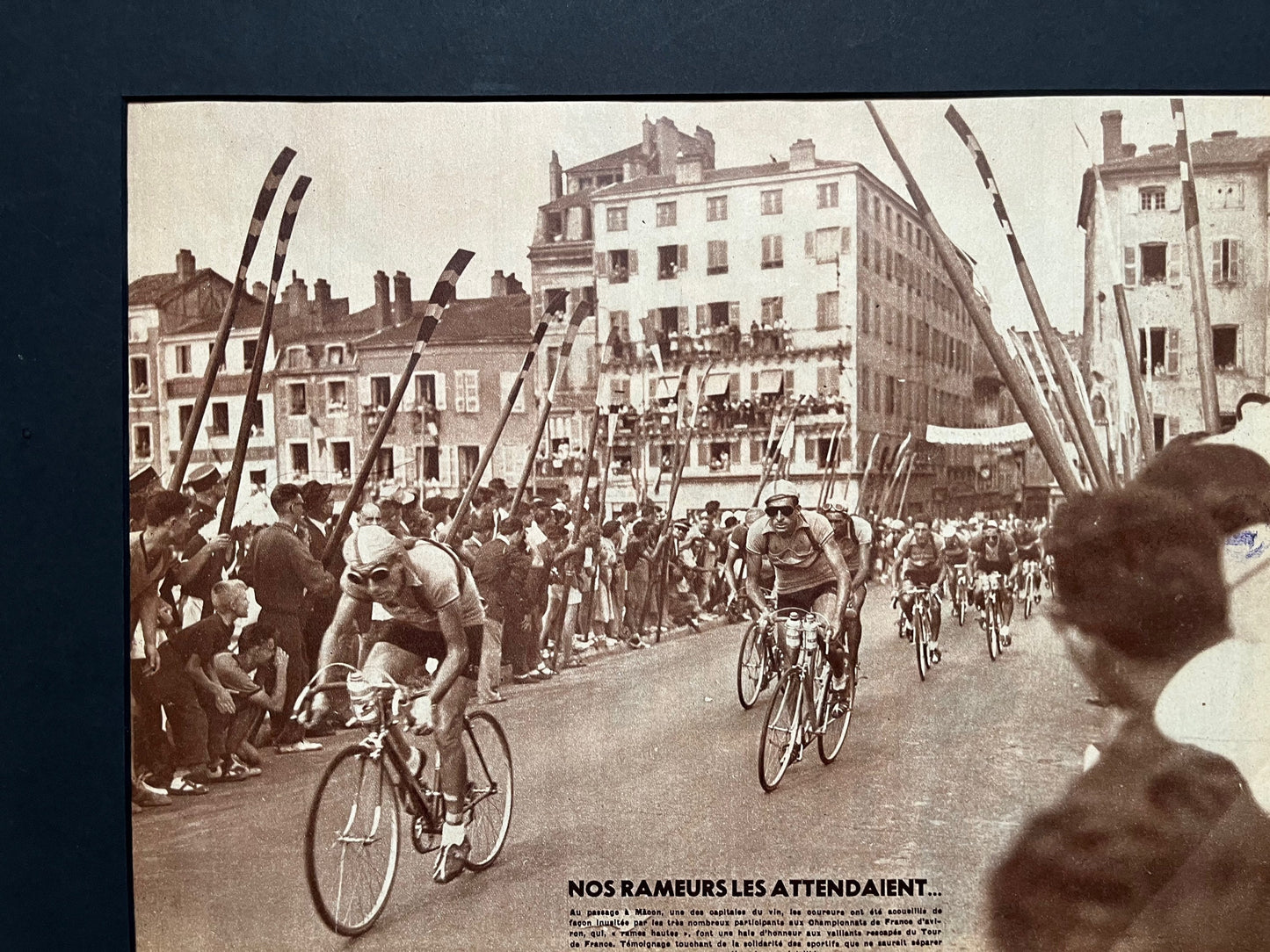 Vintage Cycling Print - Tour de France, Macon, Raphael Geminiani, 1950