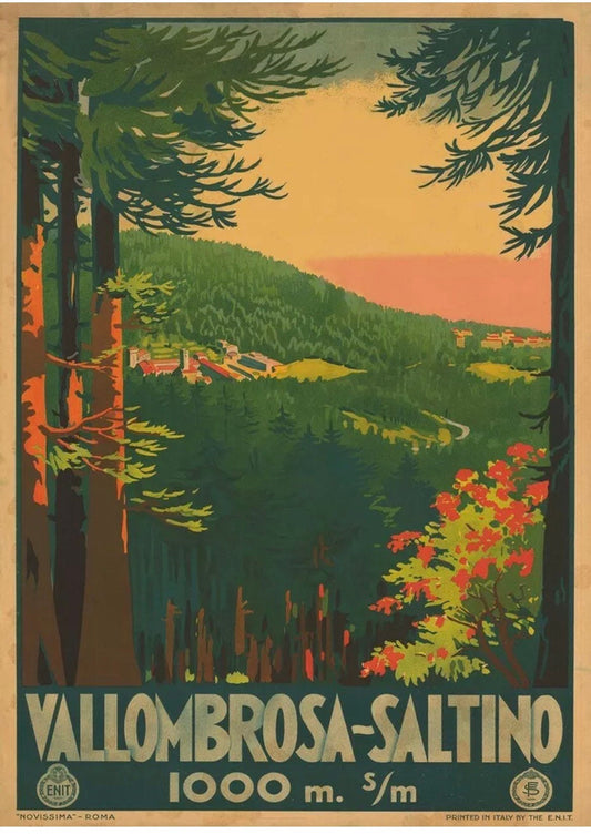 Vintage Travel Poster - Italian Tourism, Vallambrosa Saltino, c1930