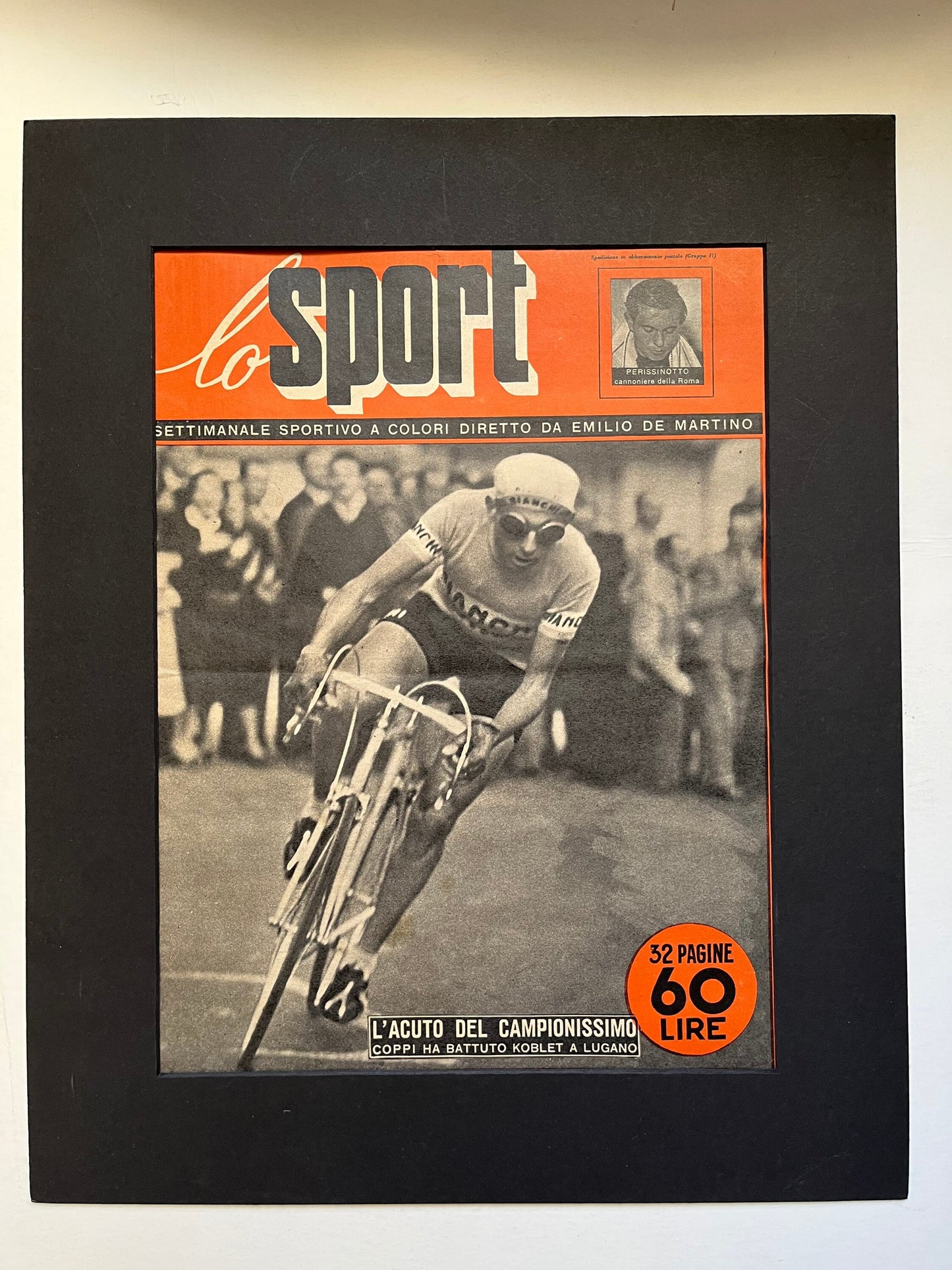 Vintage Cycling Print - Fausto Coppi, Bianchi, Original 1951