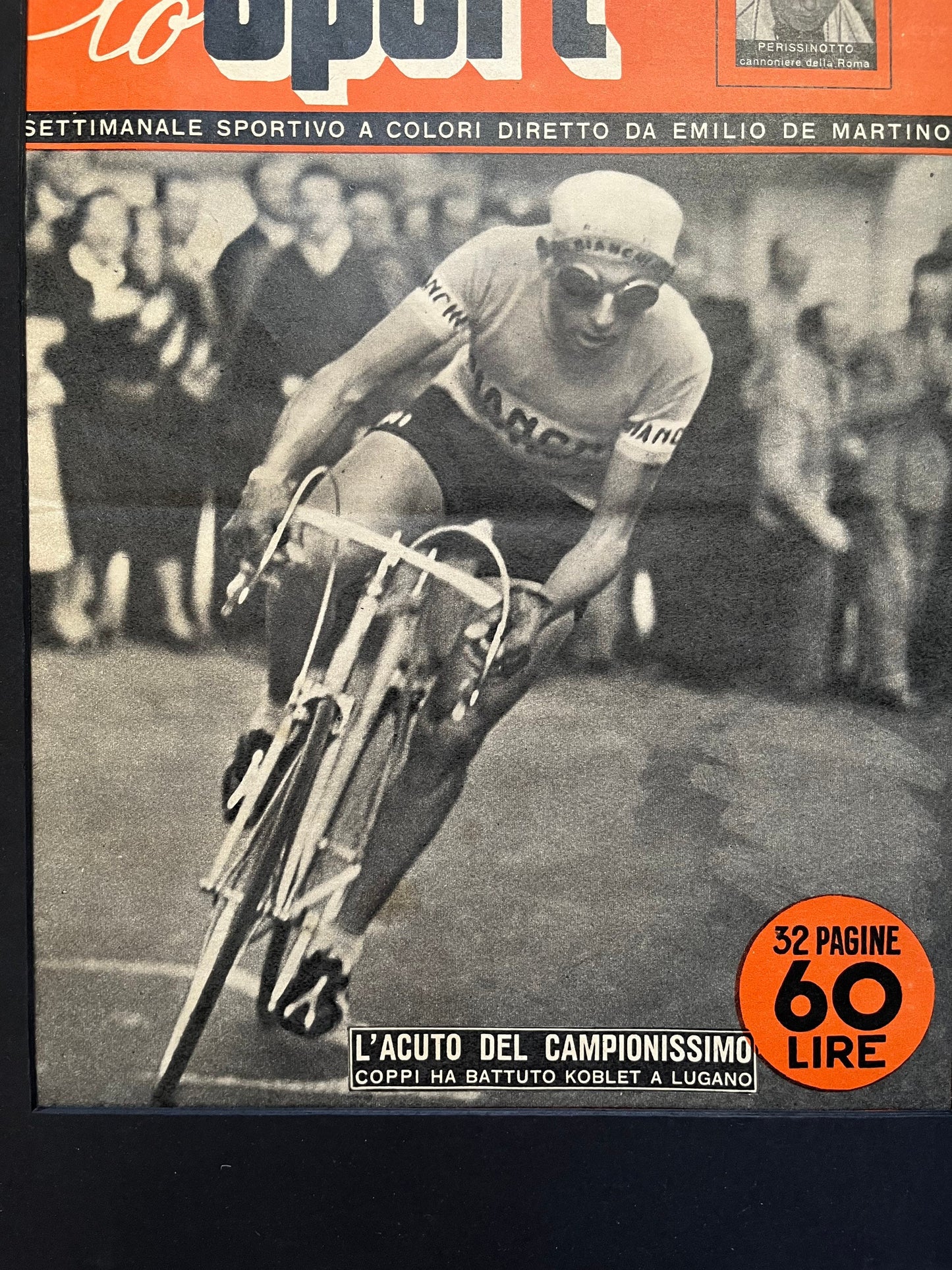 Vintage Cycling Print - Fausto Coppi, Bianchi, Original 1951