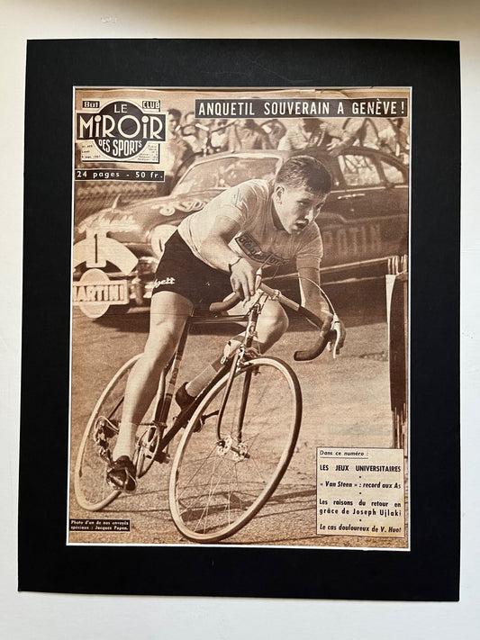 Vintage Cycling Print - Jacques Anquetil, Tour de France, Original 1957