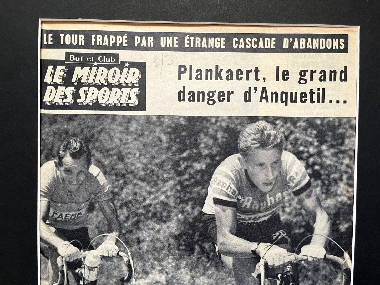 Vintage Cycling Print - Tour de France, Jacques Anquetil, Original  1962