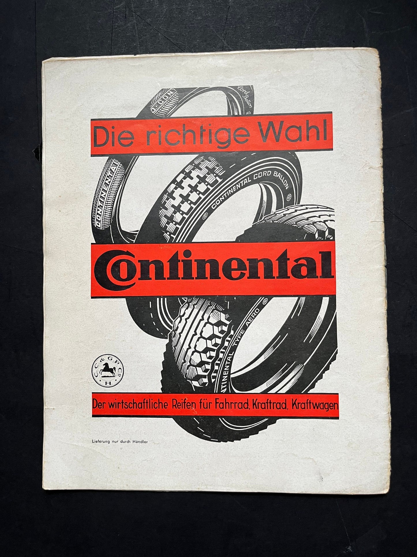 Vintage Advertising Print - Continental Tyres, c1936