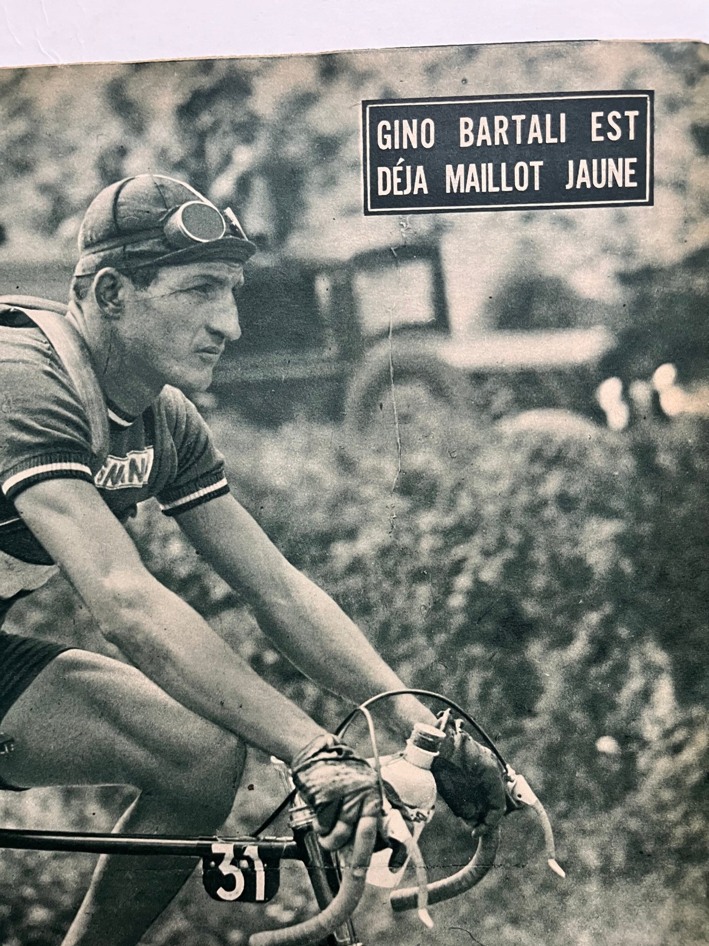 Vintage Cycling Print - Tour de France, Gino Bartali, Maillot Jaune, 1948