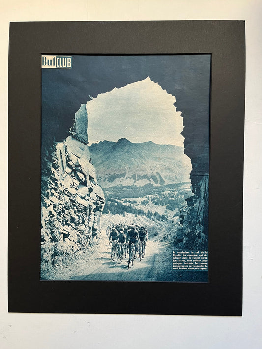 Vintage Tour de France cycling print c1956 Col Cayolle