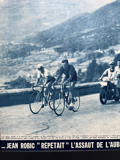 Vintage Cycling Print - Tour de France, Aubisque, Jean Robic, Original 1947