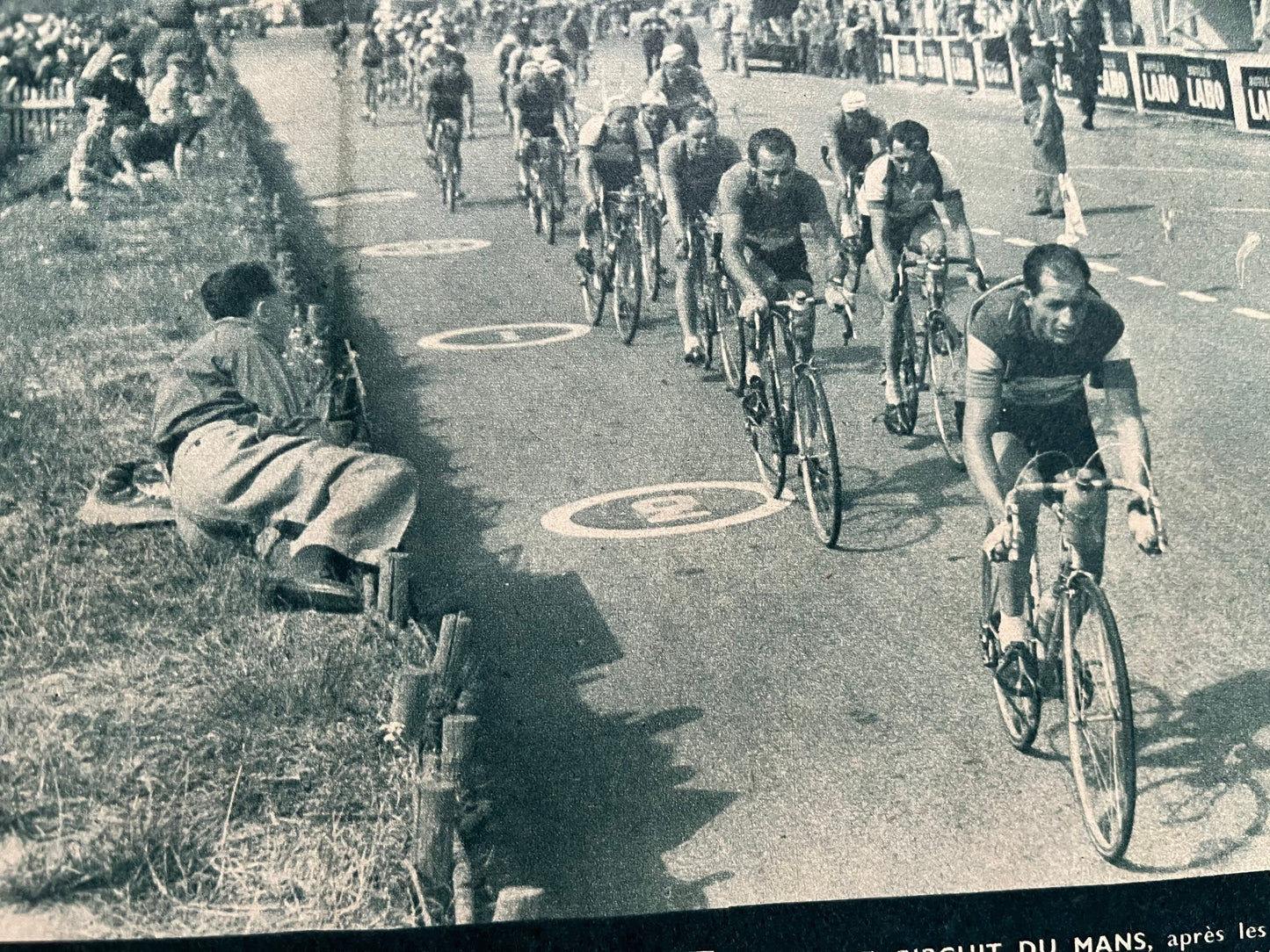 Vintage Cycling Print - Gino Bartali/Louison Bobet, Le Mans Track, 1954