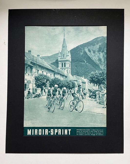 Vintage Cycling Print - Grenoble-Briancon, Louison Bobet, Original 1954