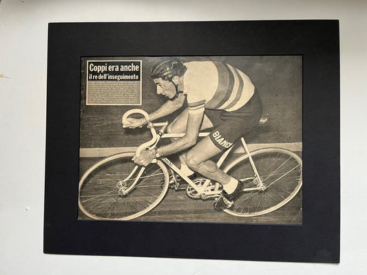 Vintage Track Cycling Print - Fausto Coppi, Original, 1950s