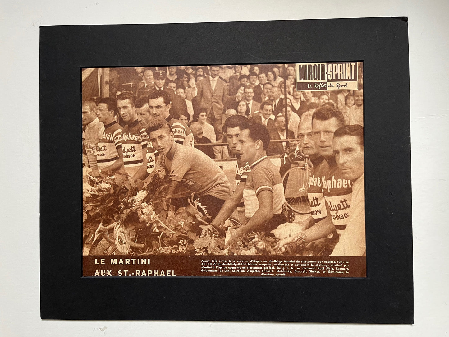 Vintage Cycling Print - Jacques Anquetil/St Raphael Cycling Team, Tour de France, Original 1962