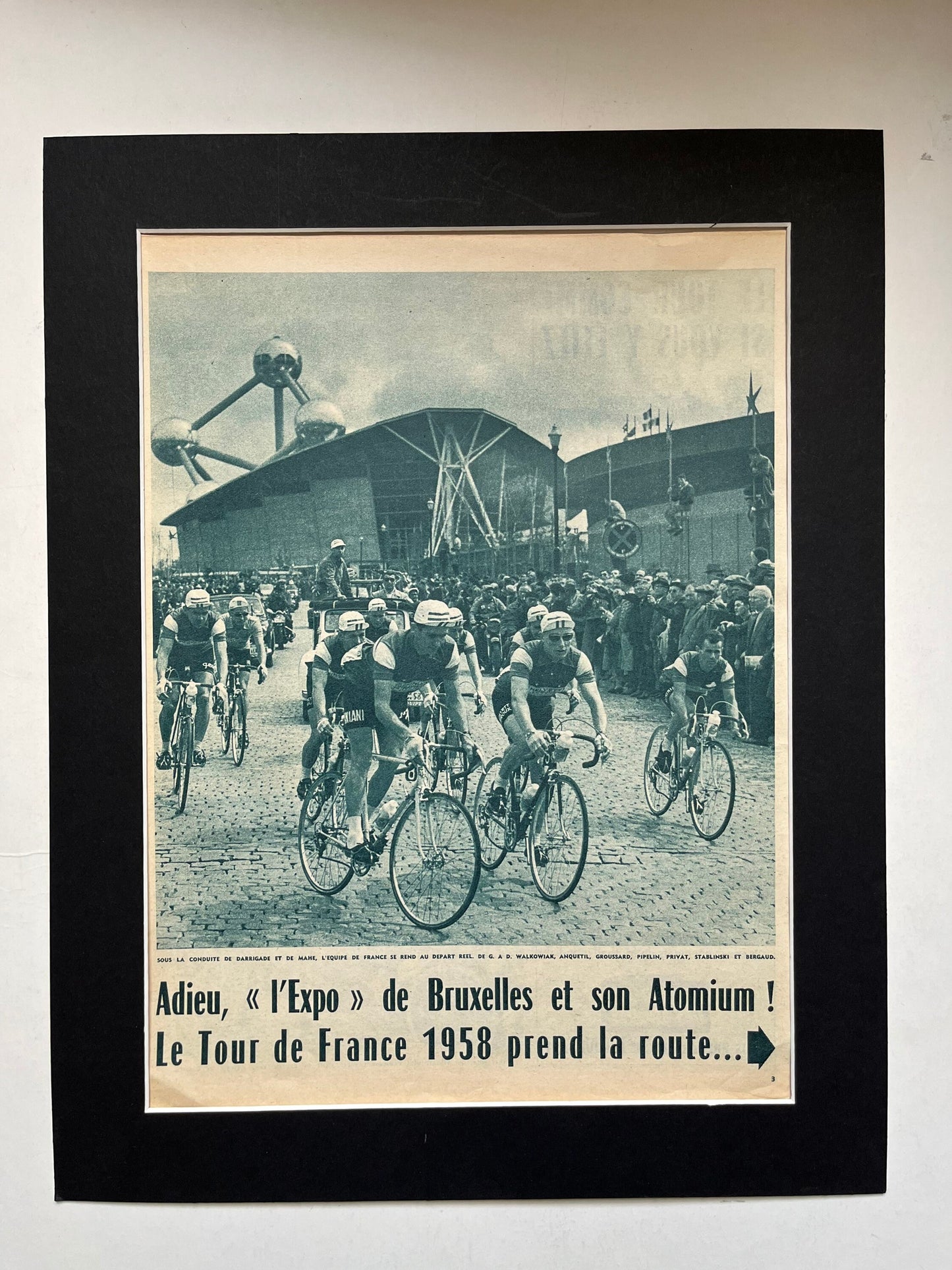 Vintage Cycling Print - Tour de France, Brussels Atomium, Original 1958