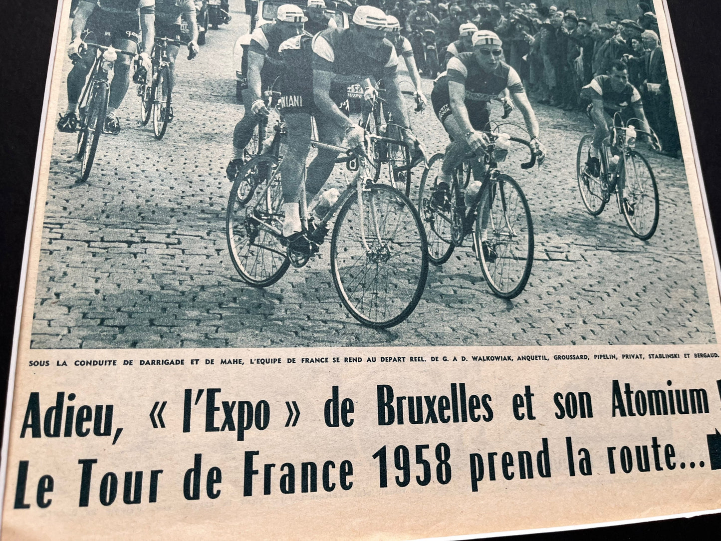 Vintage Cycling Print - Tour de France, Brussels Atomium, Original 1958