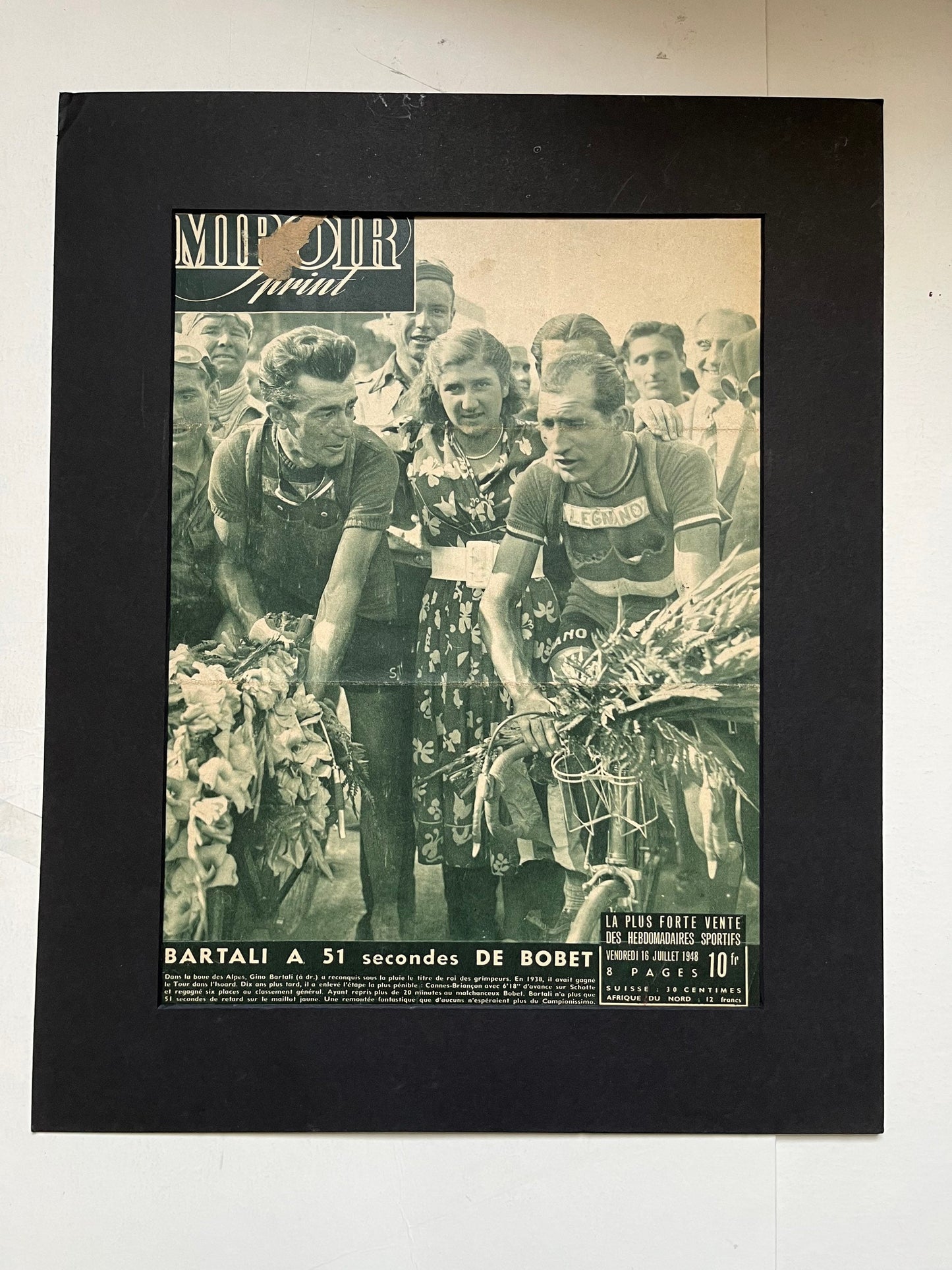 Vintage Cycling Print - Tour de France, Gino Bartali/Louison Bobet, 1948