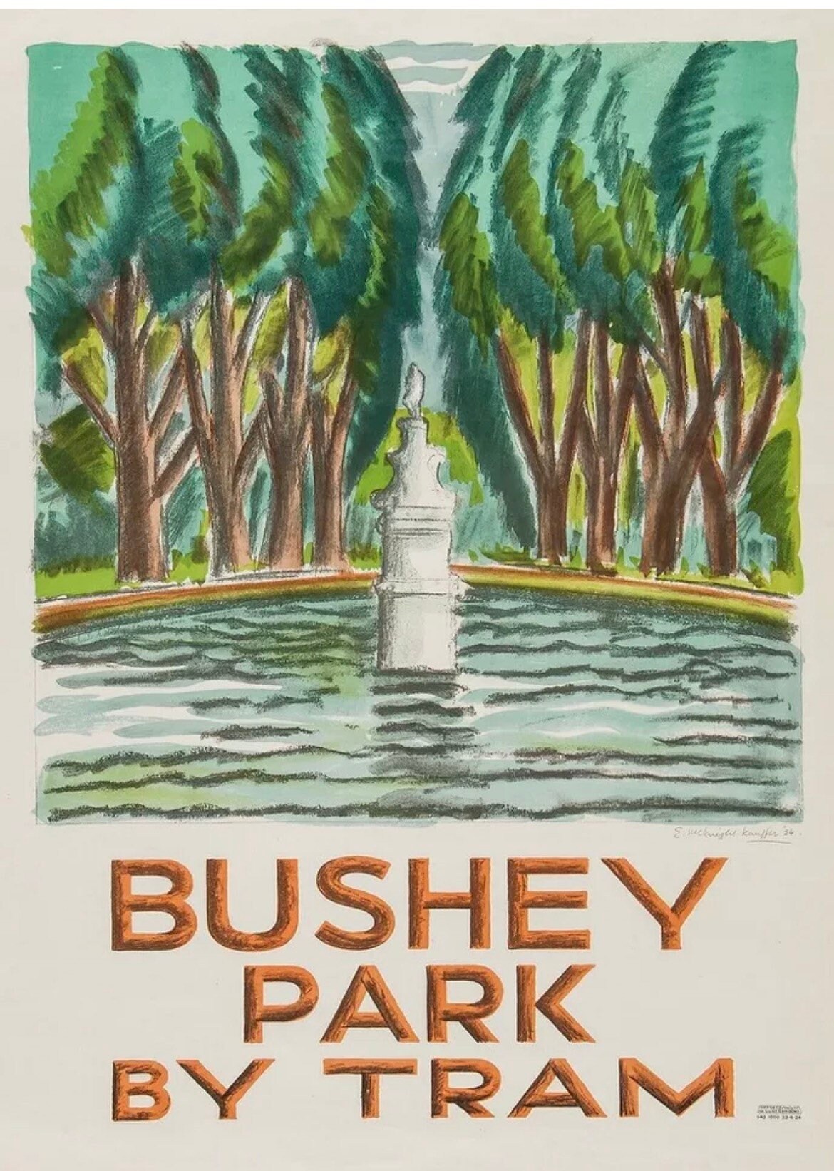 Vintage Advertising Poster - London Transport,  Bushey Park, Edward McKnight Kauffer 1924