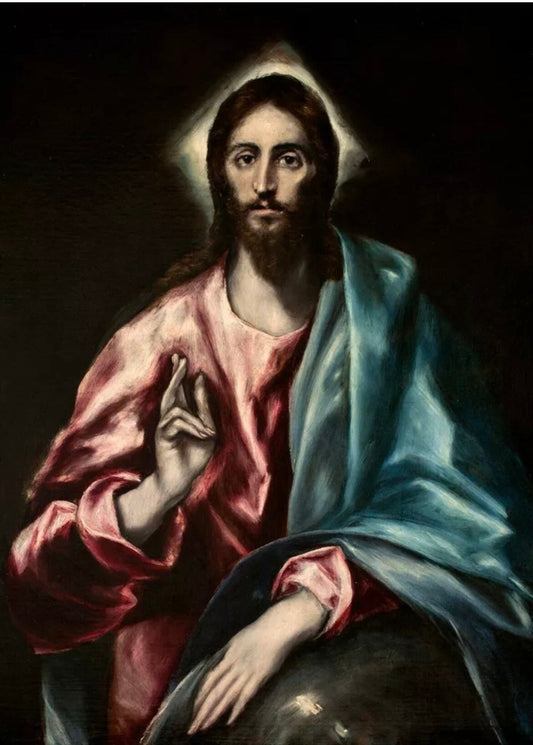 Vintage Renaissance Art Print - Jesus Christ as Saviour, El Greco, 1610