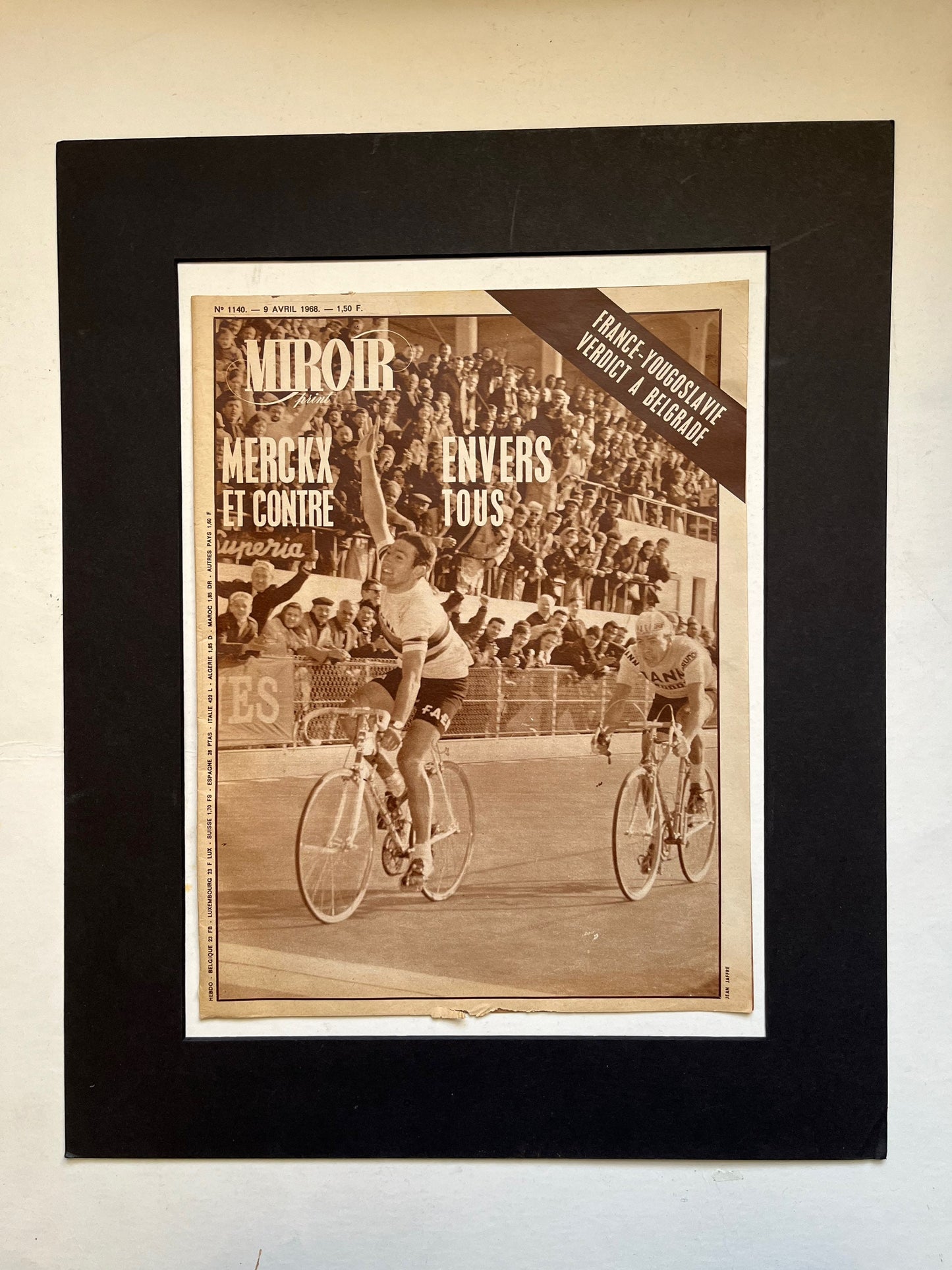 Vintage Cycling Print - Tour of Belgium winner, Eddy Merckx, Original 1968